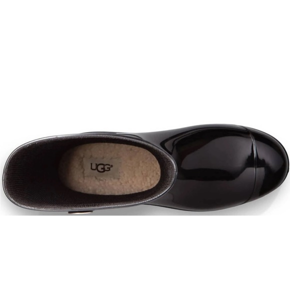 SOLD UGG Black Sienna Sherpa Insole Shiny Rain Boot Size 6/6.5 - Picture 3 of 16